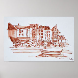 Poster Jantar em Waterfront Concarneau, Brittany, Franç