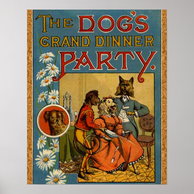 Póster Janto de Cães - Ilustração do cão Vintage (Frente)