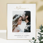 Poster Janto de ensaio de casamento de fotos modernas bem<br><div class="desc">Este simples janto de ensaio de fotos em chic, bem-vindo, modelo, mostra um design moderno e limpo. Demos a esta design minimalista um salto de pântano com "Bem-vindo" acima da foto em uma fonte moderna fluente que consegue ser elegante e vivo ao mesmo tempo. Adoramos o arco gracioso do 'W',...</div>