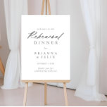 Poster Janto de ensaio de prata com caligrafia bem-vindo<br><div class="desc">Este poster de boas-vindas do janto de ensaio de caligrafia de prata é perfeito para um ensaio de casamento rústico. O design simples e elegante apresenta tipografia de script clássico e rico em prata.</div>