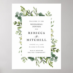 Poster Janto de ensaio Elegante Greenery Wedding