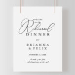 Poster Janto de ensaio minimalista clássico bem-vindo<br><div class="desc">Este clássico janto minimalista de ensaio de boas-vindas poster é perfeito para um ensaio de casamento. O design simples e elegante apresenta a tipografia de scripts clássicos e ricos em preto e branco.</div>