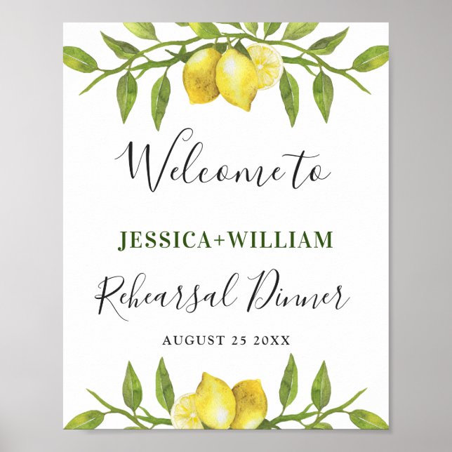 Poster Janto Elegante Watercolor Lemon Greenery REHEARSAL (Frente)