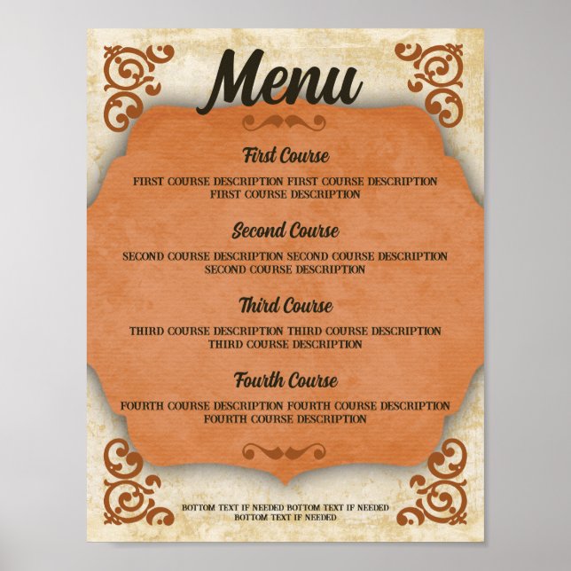 Poster Janto Rustic Tuscan Western Chef Catering Menu Po (Frente)