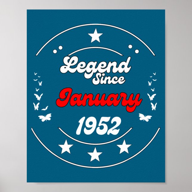 Poster January 1952 Birthday Legend Man Boy Since January (Frente)