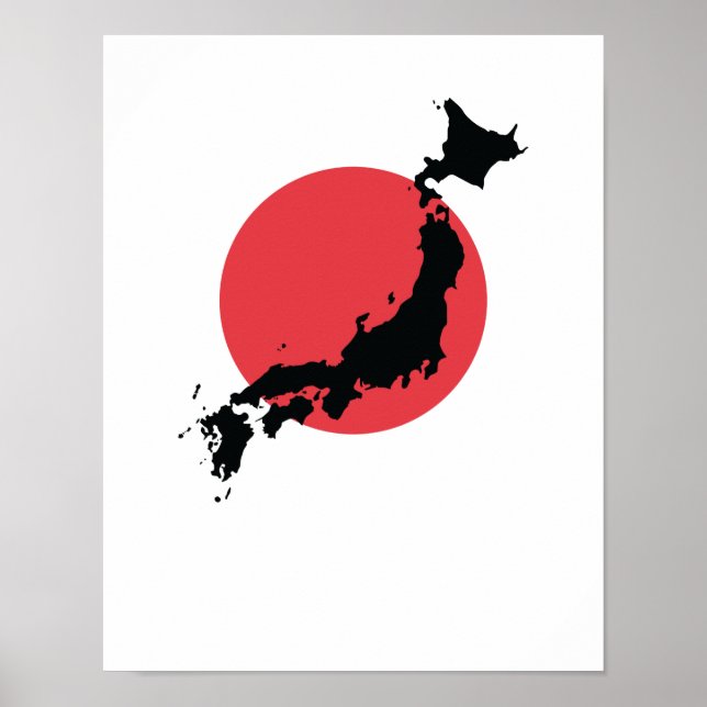 Poster Japan Flagge Kartenumriss (Frente)