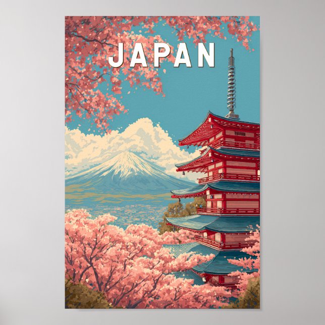 Poster Japan Illustration Travel Art Vintage (Frente)