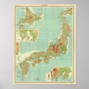 Poster Japan map with shipping routes