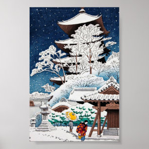 Póster Japanês oriental legal hasui Kawase neve de invern