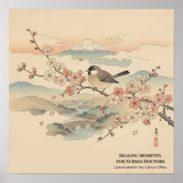 Poster Japanese Art Wall Decor for Nurses – Cute Bird 