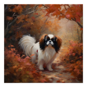 Póster Japanese Chin no Outono Folhas Caem Inspiram