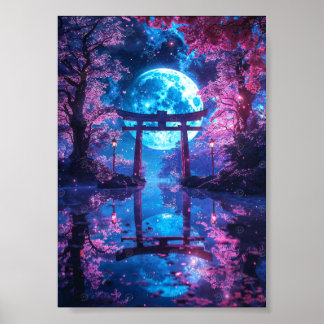 Poster Japanese Enchanted Moonlit Torii