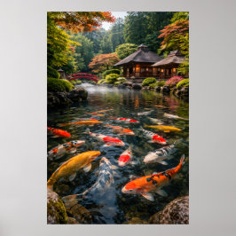 Poster Japanese Garden & Koi Pond - Photographic Image