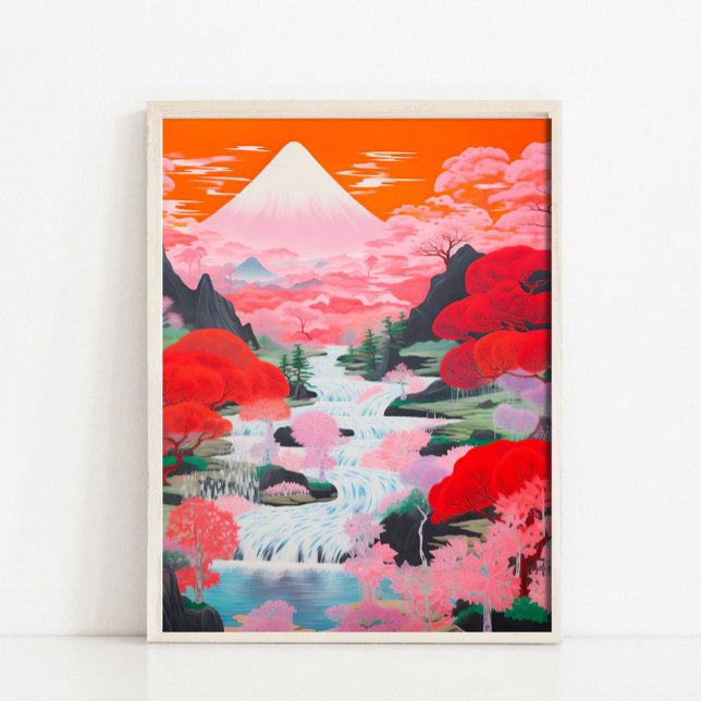 Poster Japanese Landscape Painting, Japanese Wall Art, Co (Criador carregado)