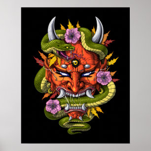 Poster Japanese Oni Demon Mask