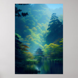 Poster Japanese Shrine in the Heart of the Forest