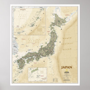 Poster Japão: 2012/hoje - Mapa detalhado do estilo antig