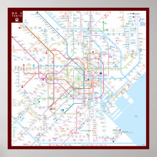 Poster " Japão: 2021/heute Tokio - Liniennetz detaliert