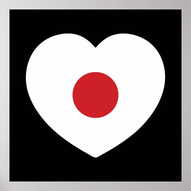 Poster Japão | Bandeira Japonesa Coração (Frente)