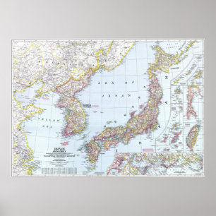 Poster "Japão/Coreia: 1945 - Mapa pormenorizado ...