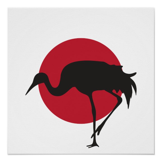 Póster Japão Crane Bandeira Nacional Japonesa (Frente)