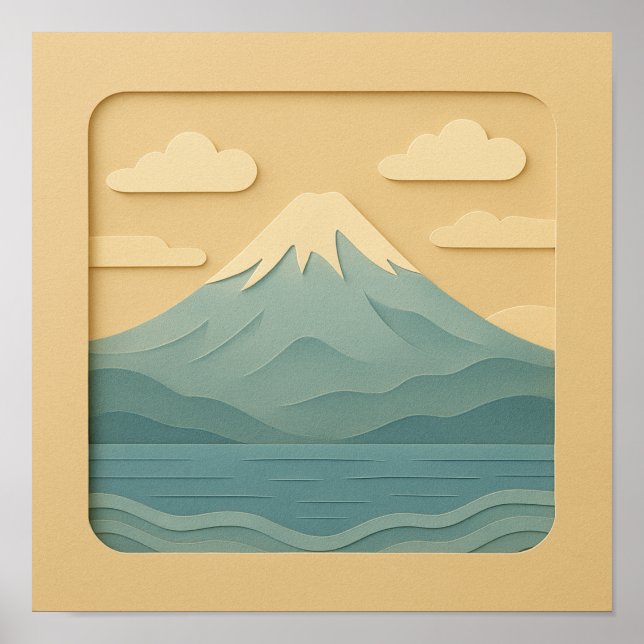Poster JAPÃO | Monte Fuji | Corte de papel (Frente)
