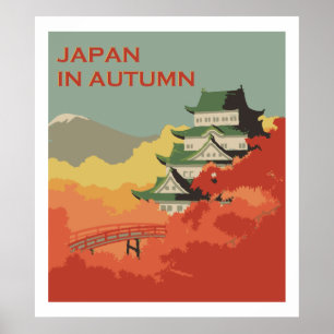 Poster Japão no outono (anúncios do vintage)