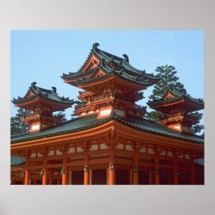 Póster Japão, Quioto, Colorido Templo Heian Jingu,