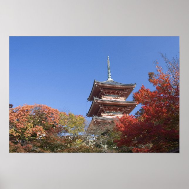 Póster Japão, Quioto, Pagode em cores de outono (Frente)