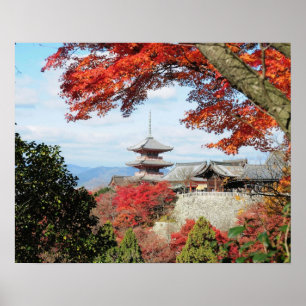 Poster Japão, Quioto. Templo de Kiyomizu, a cor do outono