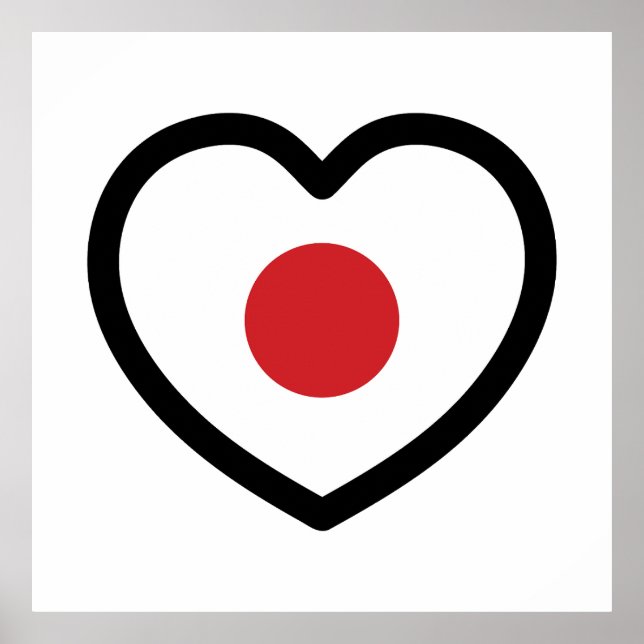 Poster Japão | Sinalizador Japonês Heart (Frente)
