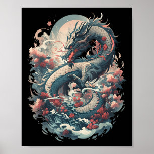 Poster Japonês - Aestic Dragon Japonês Art Japan Tatto
