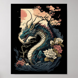 Poster Japonês - Aestic Dragon Japonês Art Japan Tatto