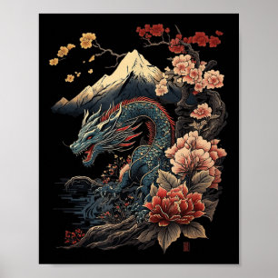 Poster Japonês - Aestic Dragon Japonês Art Japan Tatto