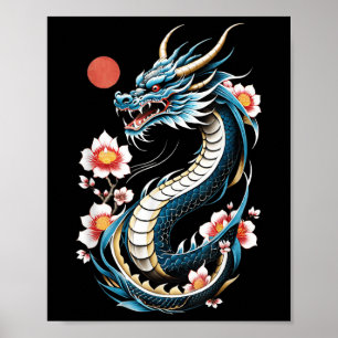 Poster Japonês - Aestic Dragon Japonês Art Japan Tatto