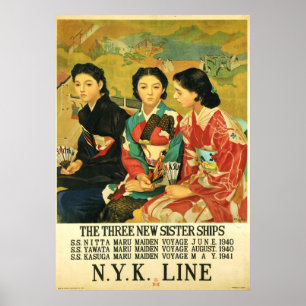 Poster japonês da arte das viagens vintage do