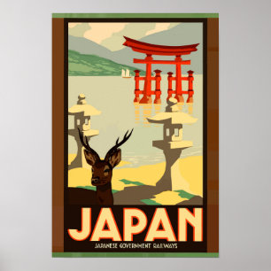 Poster japonês das viagens vintage das estradas d