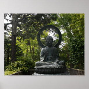 Poster japonês de Buddha do jardim de chá de San