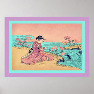 Poster Japonês do vintage do ~ dos crisântemos da