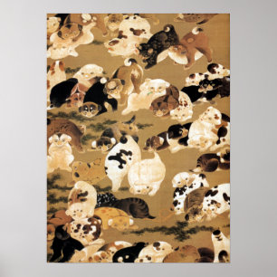 Poster japonês dos filhotes de cachorro
