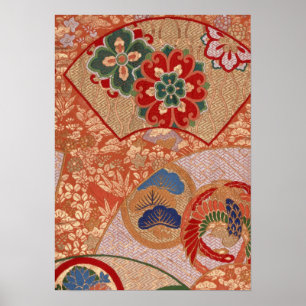 Poster japonês tradicional do design do tecido