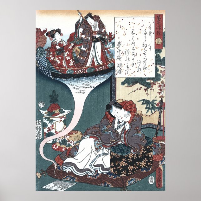 Poster Japonês Ukiyo-e a ponte dos sonhos, Genji (Frente)