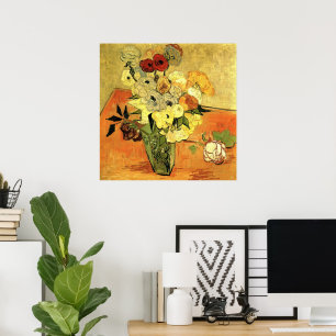 Poster Japonês Vase, Rosas, Anemones por Vincent van Gog