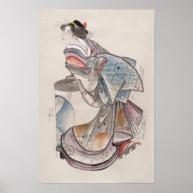 Poster Japonesa do Álbum dos Esboços do século XIX (Frente)