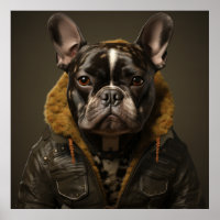 Jaqueta de Couro e Couro do Bulldog francês