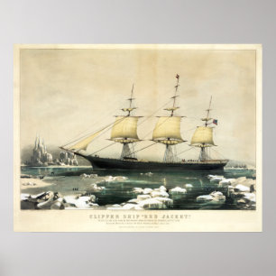 Póster Jaqueta vermelha do navio de tosquiadeira no gelo