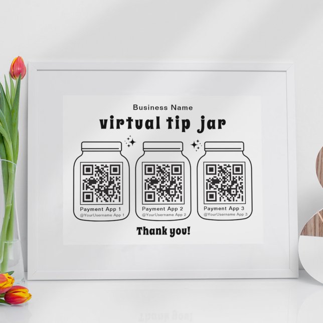 Poster Jar de Dica Virtual com 3 Código QR (Criador carregado)