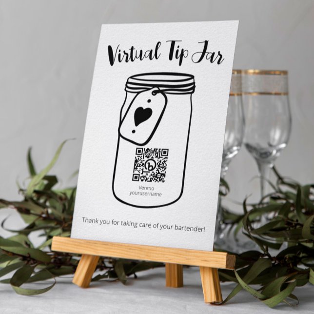 Poster Jar de Dica Virtual de Casamento com Código QR (Criador carregado)