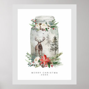 Poster Jar Mystical Deer e Buquê de Natal