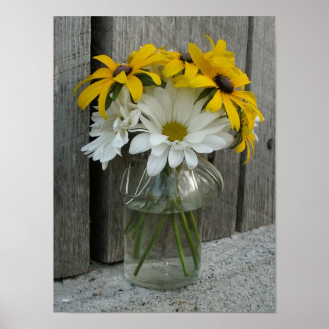 Poster Jar Of Daisies & Black Eyed Susans (Frente)